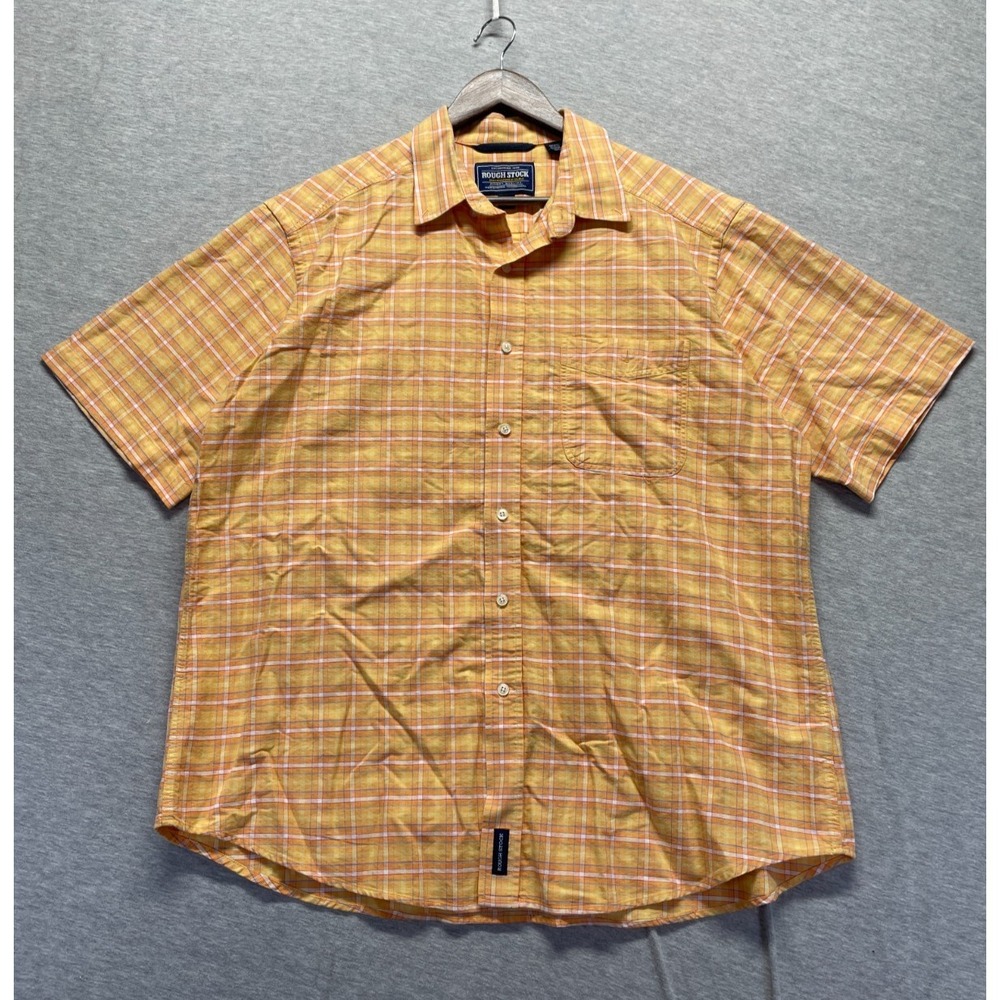 Rough Stock Panhandle Slim Shirt Mens XL Orange Button Up Plaid Casual Summer